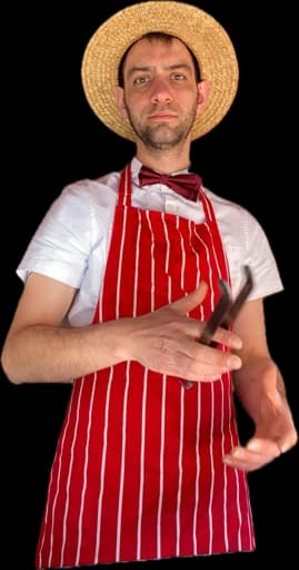 Joseph sharpening a knife
